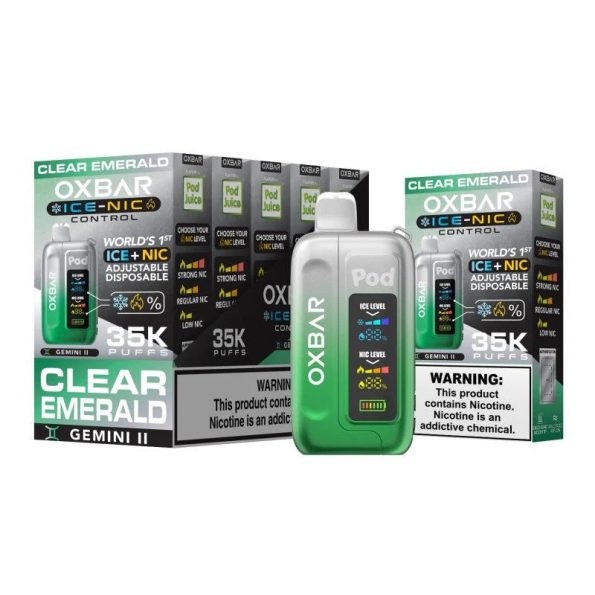 Clear Emerald Oxbar Ice-Nic Control 35K Puffs – 5% Nic Disposable Vape