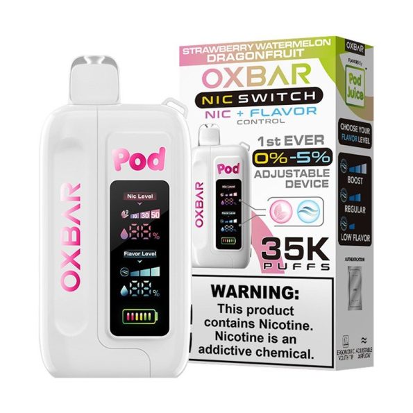 Strawberry Watermelon Dragonfruit OXBAR x Pod Juice NIC Switch 35K Puffs Disposable Vape