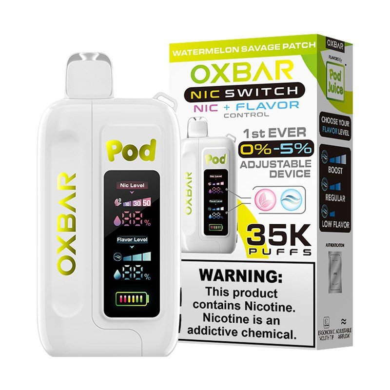 watermelon-savage-patch-pod-juice-oxbar-nic-switch-1 Watermelon Savage Patch OXBAR x Pod Juice NIC Switch 35K Puffs Disposable Vape