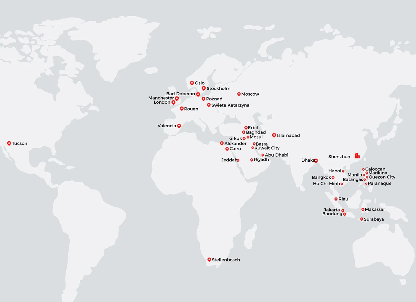 Map showing the global OXBAR partner network